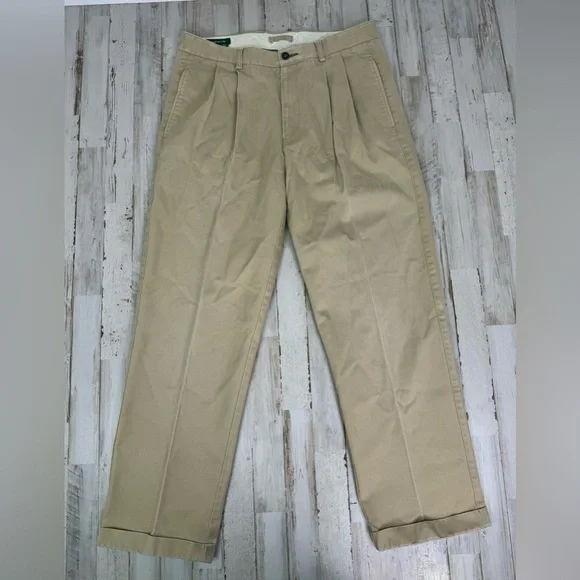 Orvis Pants Mens 34x29.5 Pleated Golf Straight Leg Casual Tan - Picture 2 of 11